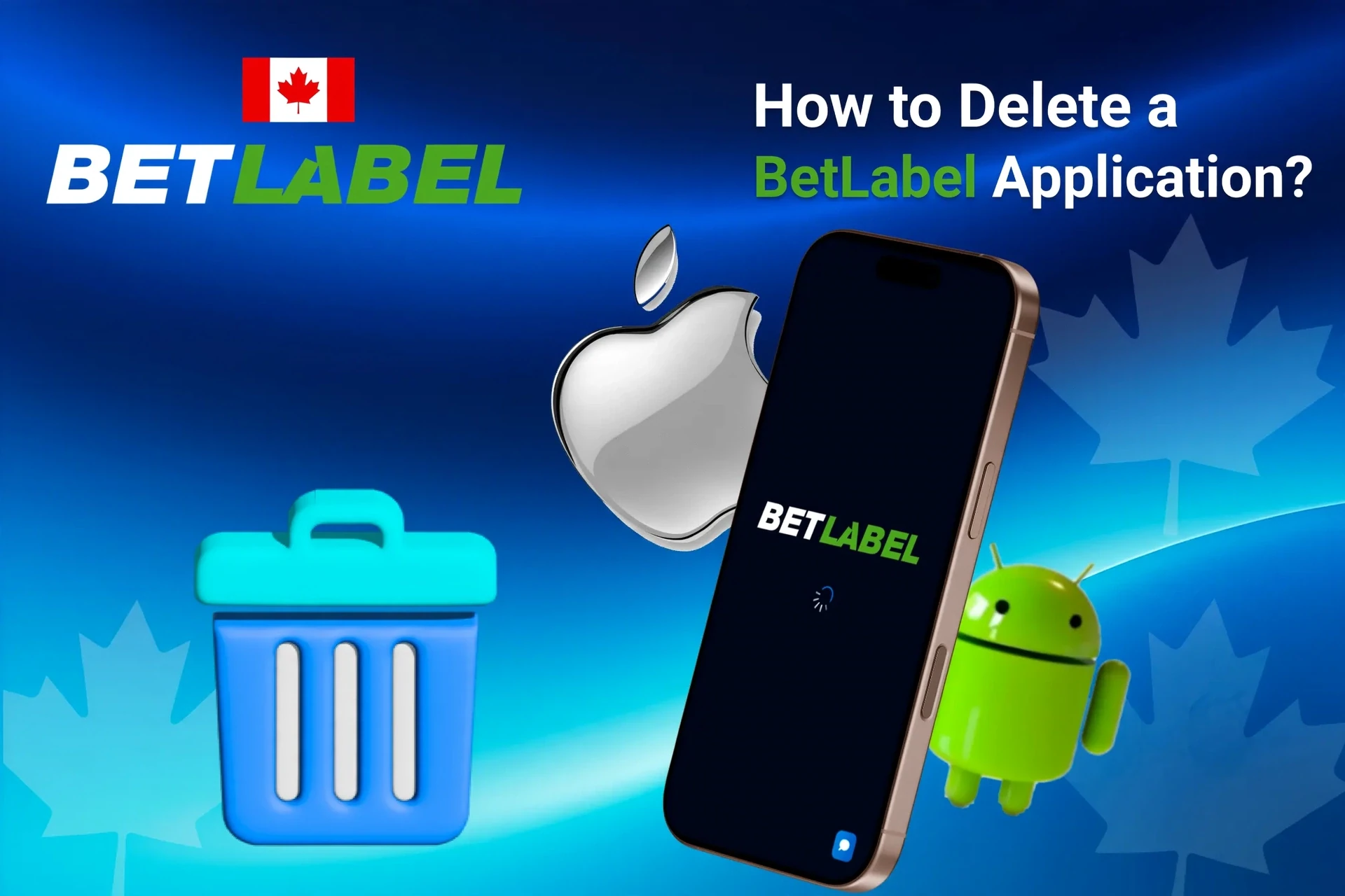 Instructions on how to delete the application from iOS and Android devices, shown with app icons