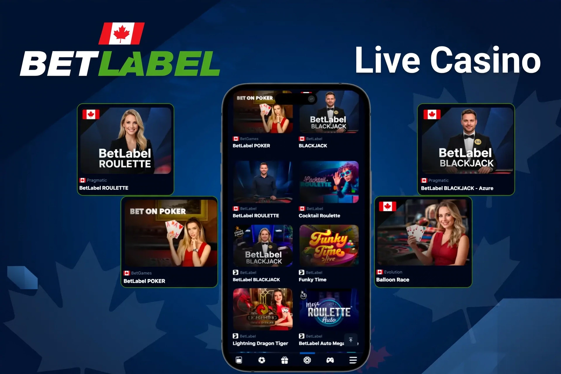 Live casino tables and dealers shown on mobile and desktop