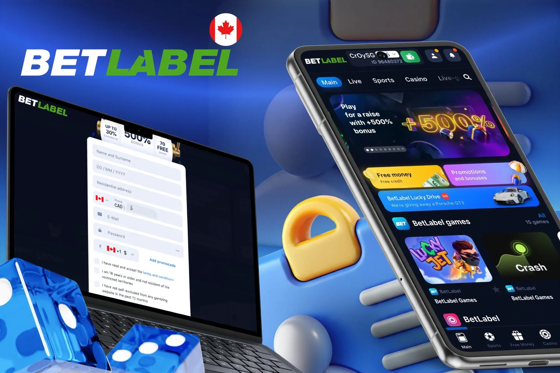 Description of registering with BetLabel and receiving a welcome bonus