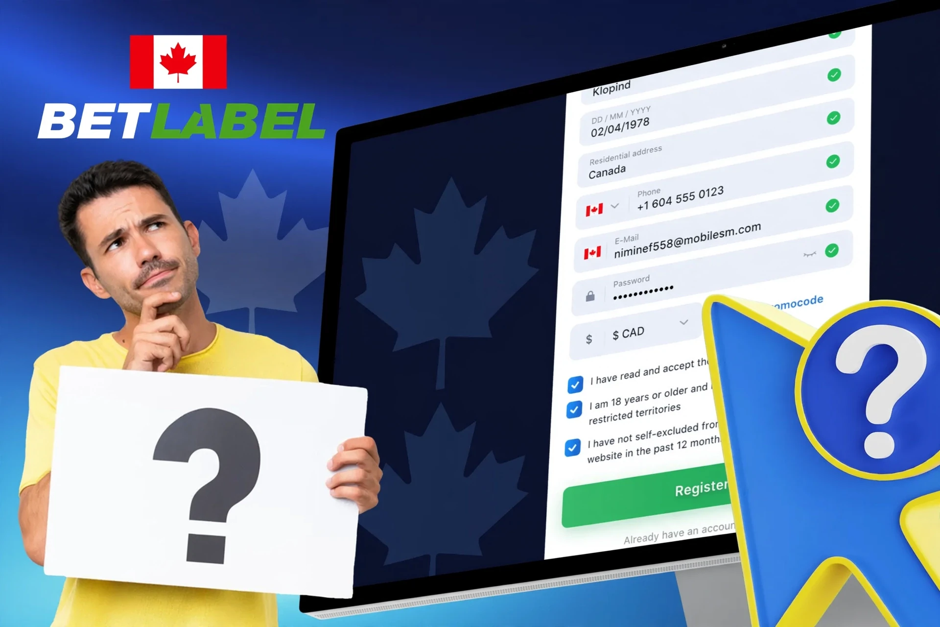Step-by-step overview of BetLabel registration on the website or app