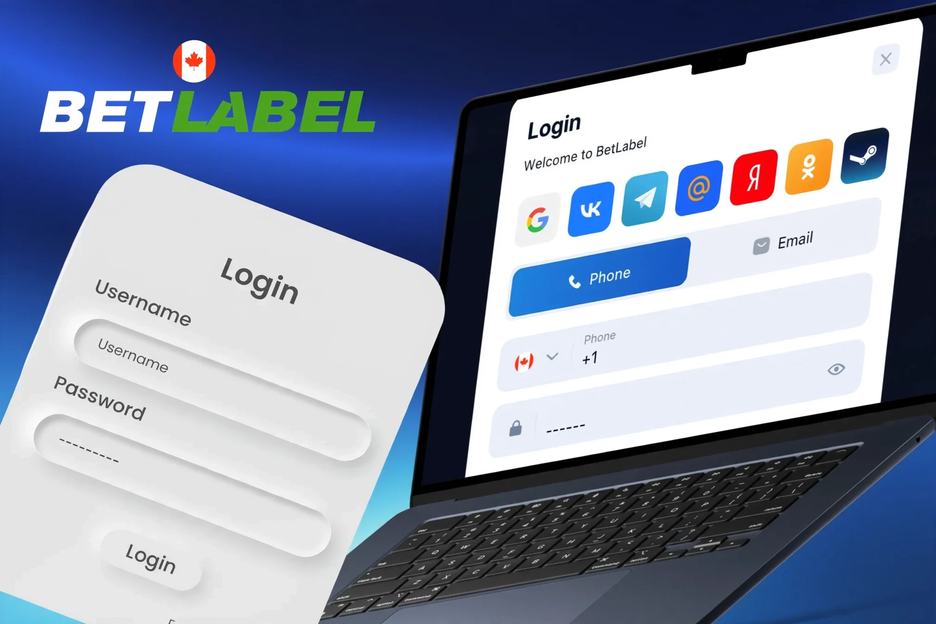 Description of the steps to log into your account via the website or mobile app